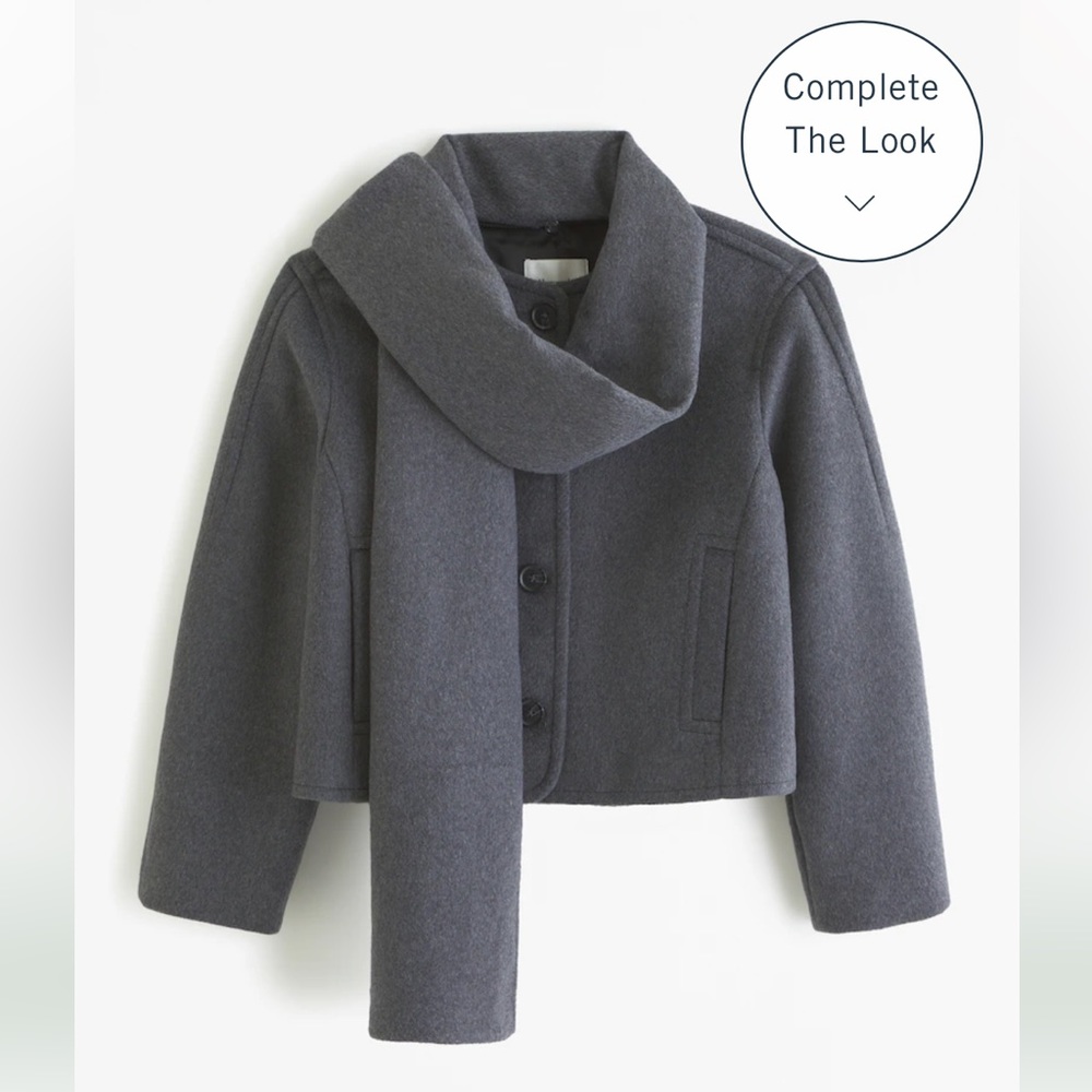 NWT ABERCROMBIE REMOVABLE SCARF DOUBLE CLOTH WOOL BLEND JACKET